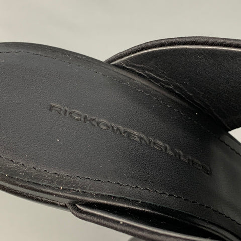 RICK OWENS Size 7 Black Nylon Curved Wedge Sandals