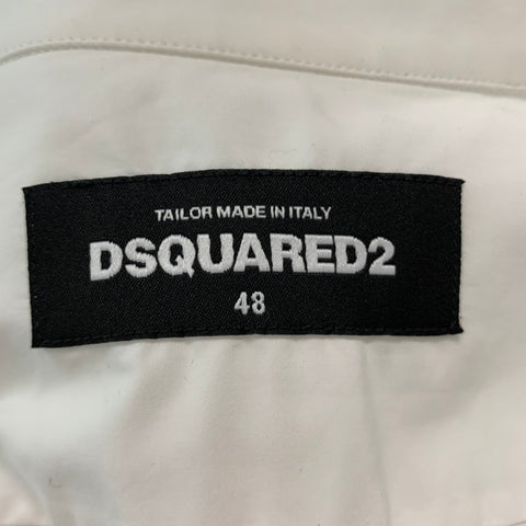 DSQUARED2 Size S White Cotton Tuxedo Long Sleeve Shirt