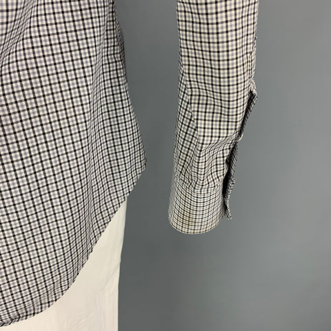 THOM BROWNE Spring 2009 Size L White Black Plaid Cotton Long Sleeve Shirt