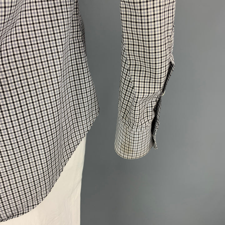 THOM BROWNE Spring 2009 Size L White Black Plaid Cotton Long Sleeve Shirt