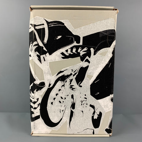 MCQ by ALEXANDER MCQUEEN Size 10 White Black Print Canvas High Top Sneakers