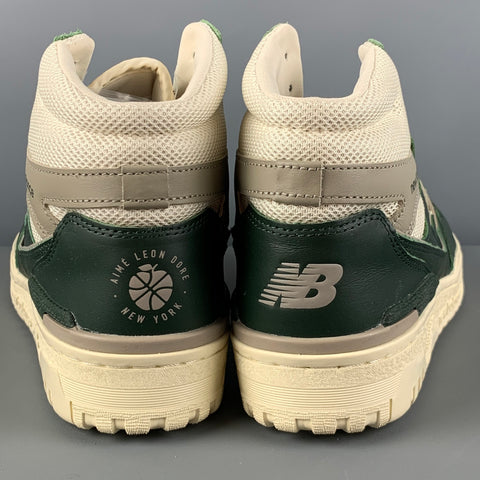 NEW BALANCE x AIME LEON DORE Size 10.5 Green Beige Color Block Leather High Top Sneakers