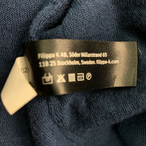 FILIPPA K Size XL Navy Solid Merino Wool Crew-Neck Pullover