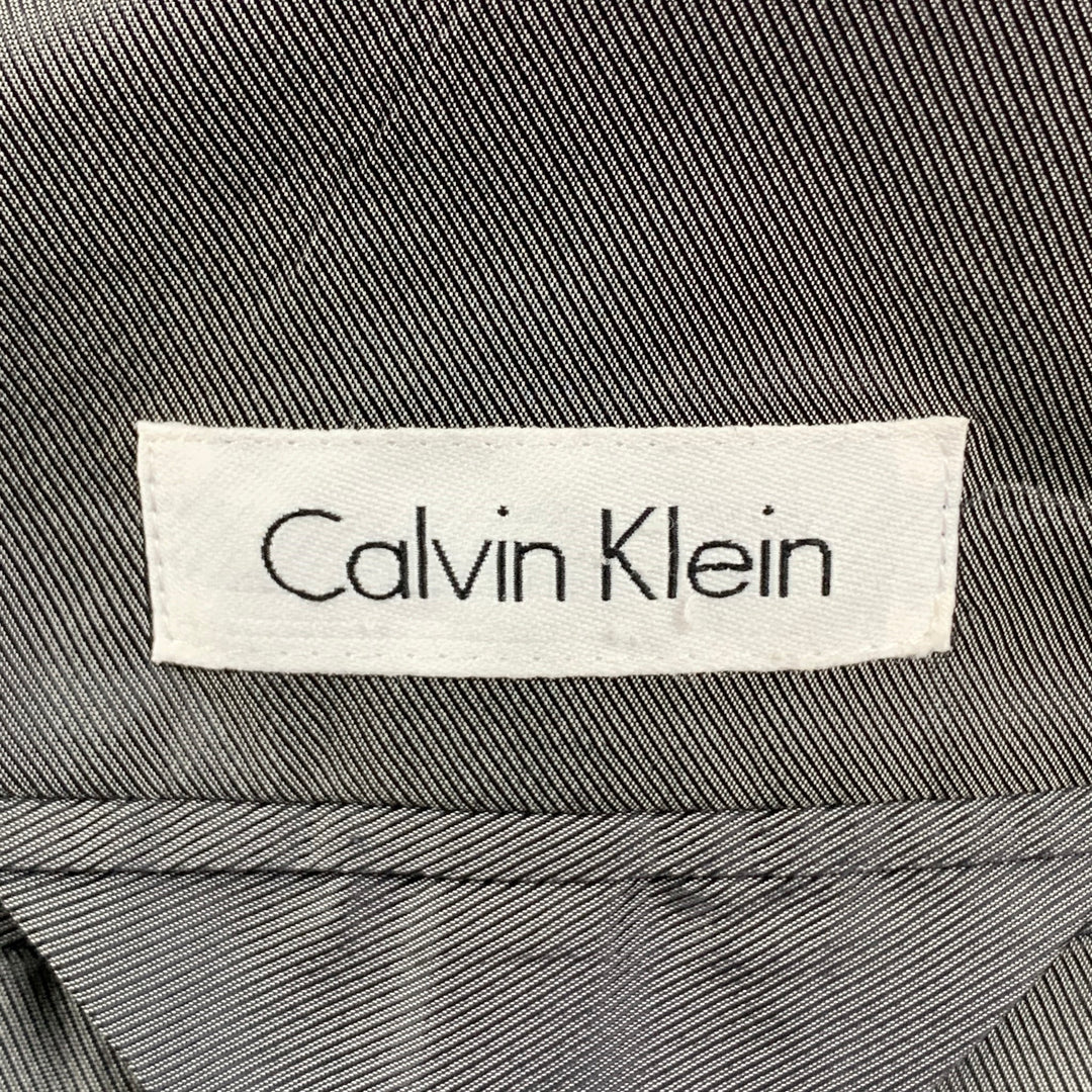 CALVIN KLEIN Size 42 Regular Grey Plaid Wool Blend Notch Lapel Suit