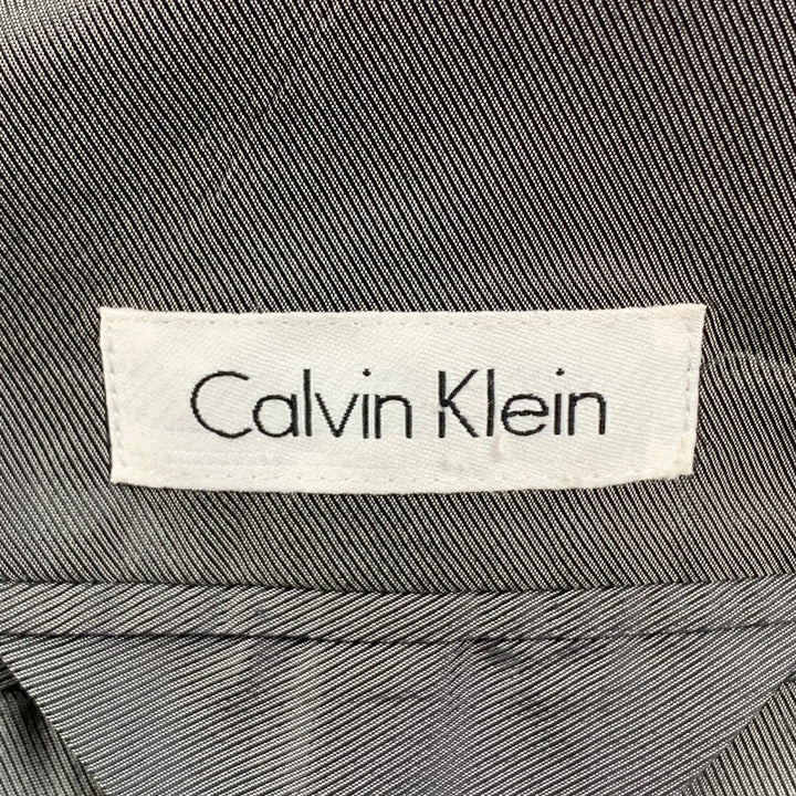 CALVIN KLEIN Size 42 Regular Grey Plaid Wool Blend Notch Lapel Suit