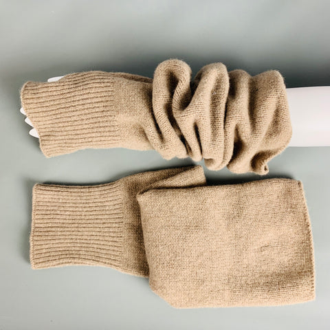 MARC JACOBS Grey Taupe Knitted Wool Cashmere Blend Gloves