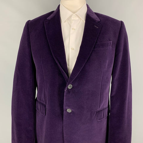 PAUL SMITH The Byard Taille 44 Manteau de sport à revers cranté en coton velours violet régulier