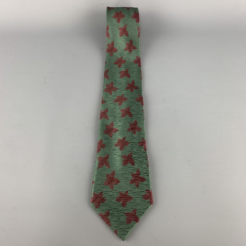 GIORGIO ARMANI Olive & Brown Floral Print Silk Tie