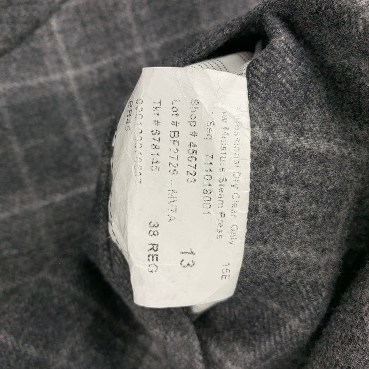 BLACK FLEECE Size 38 Dark Gray Plaid Wool / Cashmere 3 Piece Suit