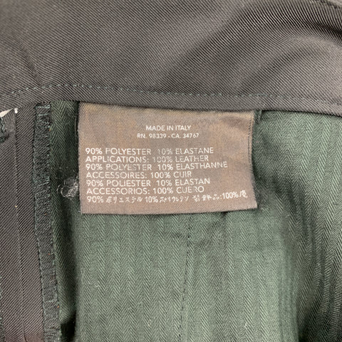 PRADA Talla 32 Pantalones de vestir con frente plano y lengüetas laterales de poliéster negro