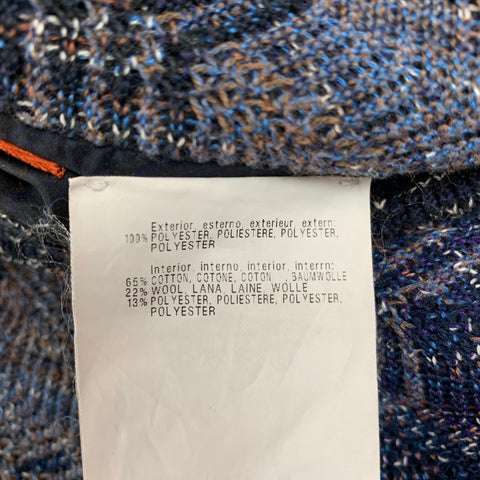 MISSONI Size XL Multi-Color Zig Zag Cotton Blend Hooded Reversible Jacket