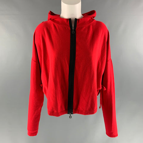 SARAH PACINI Top casual con capucha sólido de viscosa y poliéster rojo de talla única