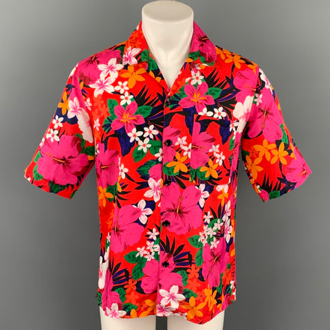 AMI by ALEXANDRE MATTIUSSI Size S Multi-Color Floral Viscose Short Sleeve Shirt