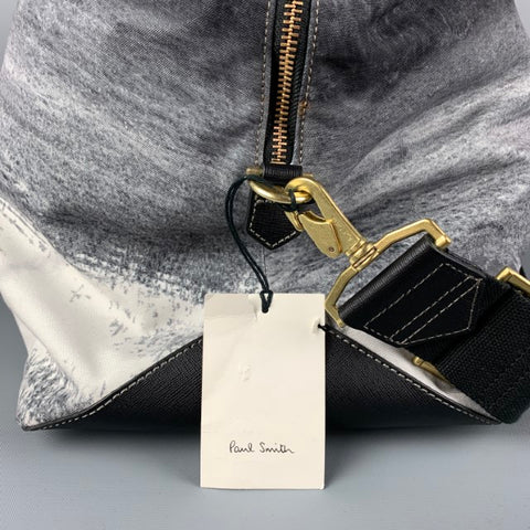 PAUL SMITH Black White Print Canvas Carry-On Bag