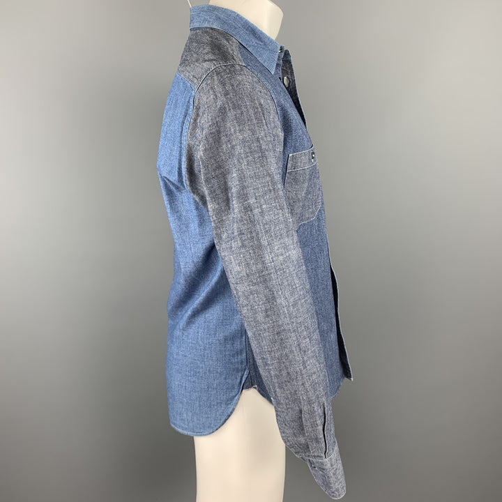NIGEL CABOURN Size S Blue Mixed Fabrics Cotton Long Sleeve Shirt
