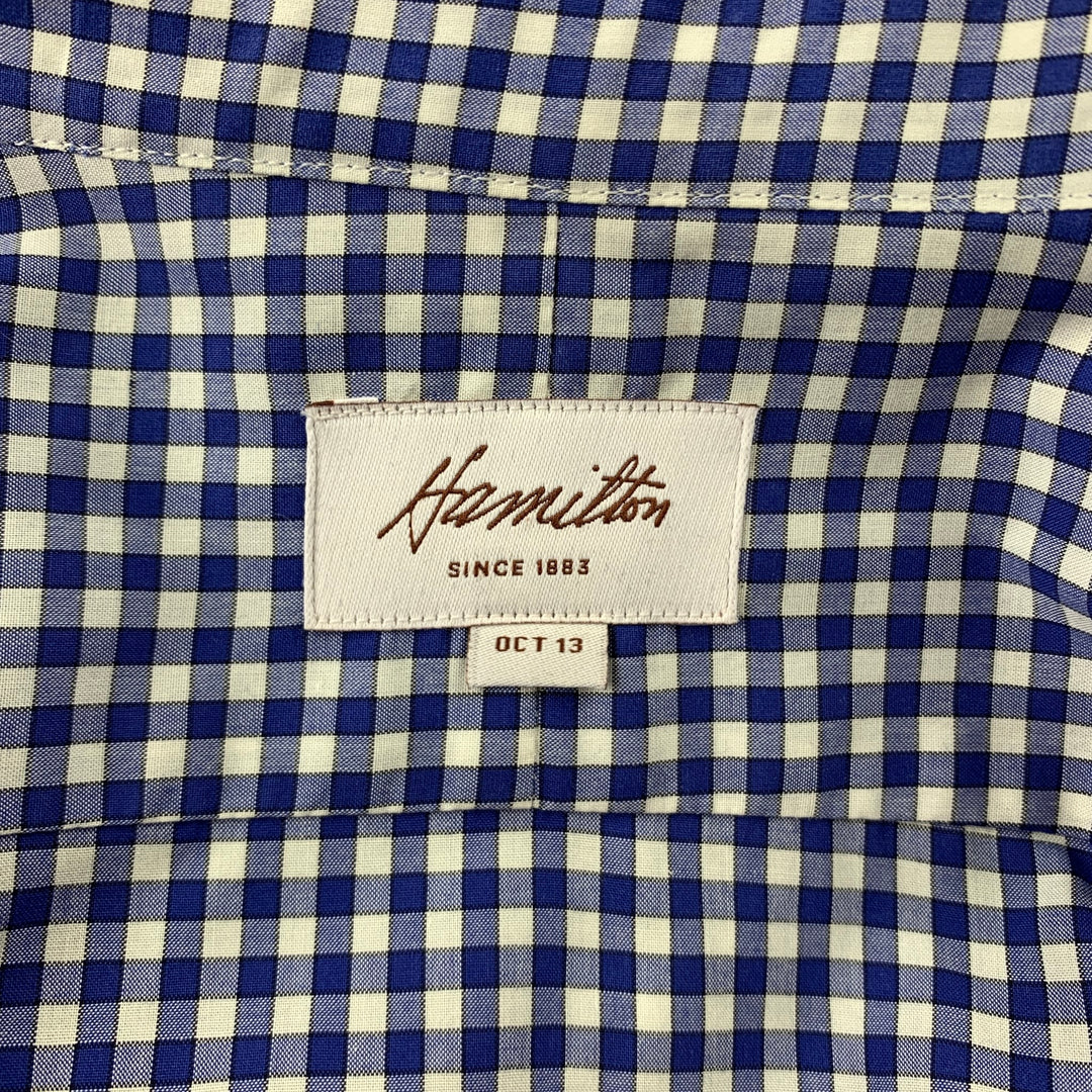 HAMILTON Size L Blue Checkered Cotton Button Down Long Sleeve Shirt