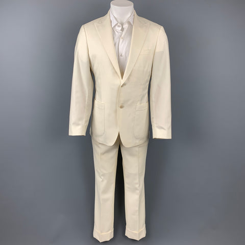 SAMUELSOHN para WILKES BASHFORD Talla 38 Traje de solapa de pico de lana maciza color crema regular