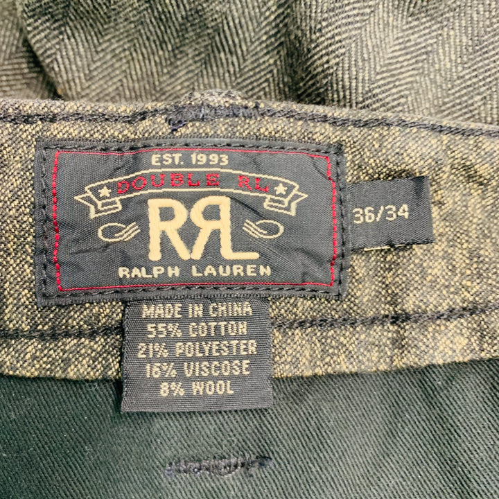 RRL by RALPH LAUREN Size 36 Grey Herringbone Cotton Blend Casual Pants