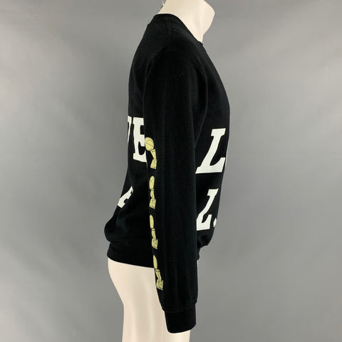 RHUDE Taille XS Sweat-shirt à col rond en coton graphique noir blanc