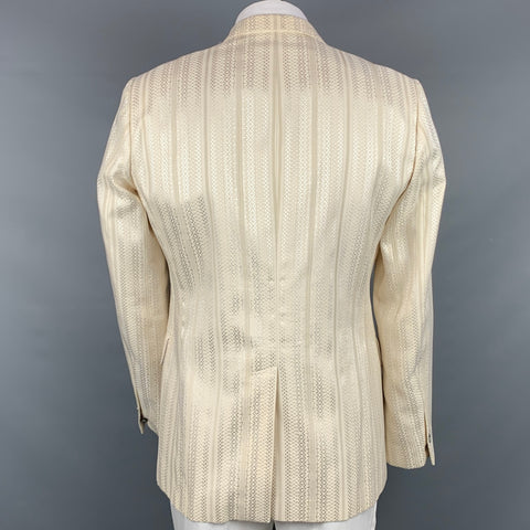 ROBERTO CAVALLI Size 44 Beige Jacquard Cotton Blend Sport Coat