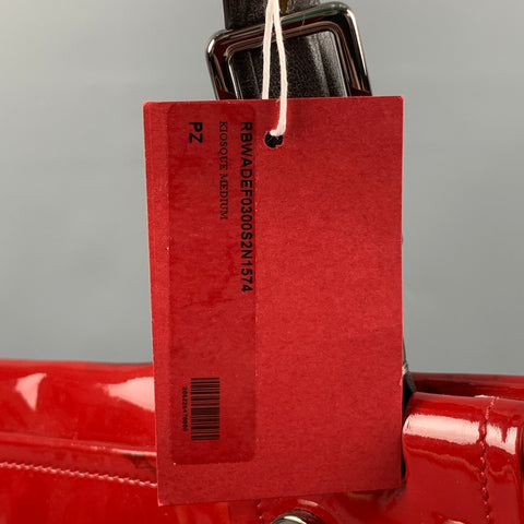 ROGER VIVIER Red Brown Patent Leather Tote Handbag