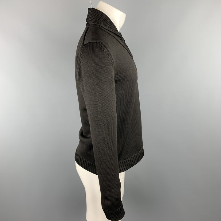 JIL SANDER Taille 38 Pull col châle en polypropylène tricoté noir