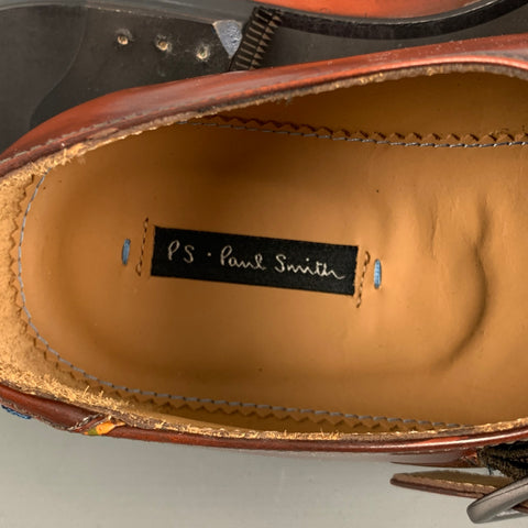 PS by PAUL SMITH Size 8.5 Brown Antique Leather Monk Strap Loafers