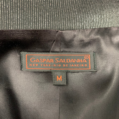 CASPAR SALDANHA Size M Charcoal Black Metallic Cotton Blend Vest