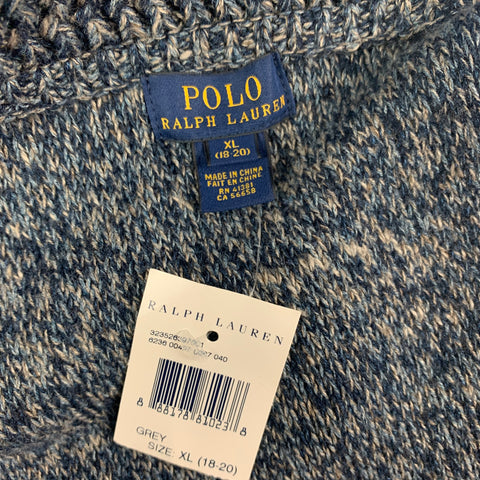 POLO by RALPH LAUREN Size S Blue Grey Knit Cotton Zip Up Sweater