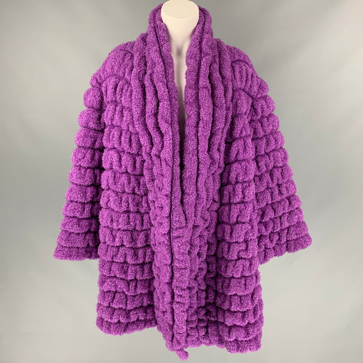 Vintage ANGELA MISSONI Size One Size Purple Textured Oversized Coat
