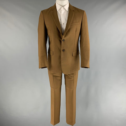 PRADA Chest Size 40 Brown Solid Mohair Wool Notch Lapel 30 29 Suit
