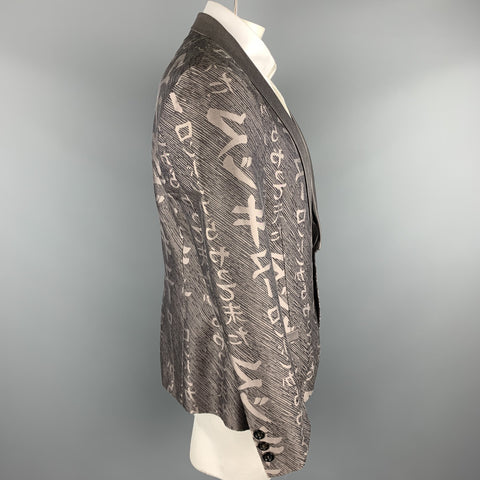 MCQ by ALEXANDER MCQUEEN Size 44 Taupe Print Cotton / Silk Sport Coat