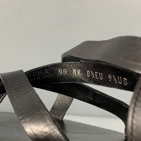 BALLY Size 9.5 Black Leather Thong Sandals