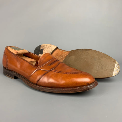 ALDEN 685 Size 15 Tan Leather Cap Toe Penny Loafers