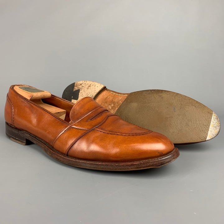 ALDEN 685 Size 15 Tan Leather Cap Toe Penny Loafers