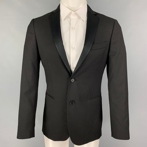 JOHN VARVATOS Size 36 Black Wool Notch Lapel Sport Coat