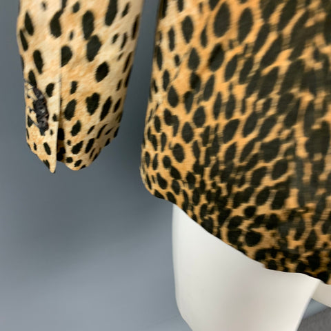 R13 Size L Tan Animal Print Viscose Notch Lapel Sport Coat