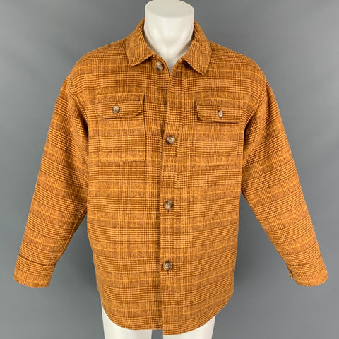 OPENING CEREMONY Size S Tan & Brown Plaid Polyester Blend Reversible Long Sleeve Shirt