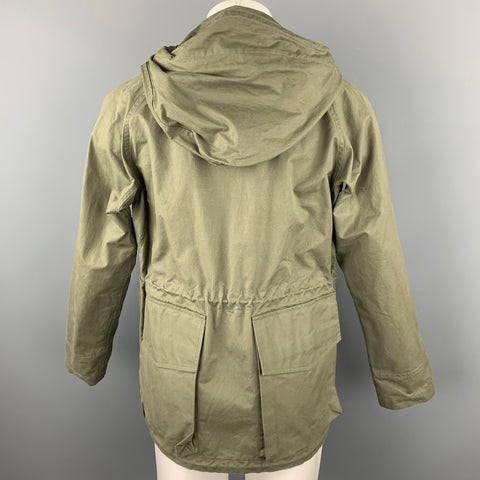 NIGEL CABOURN Size S Olive Cotton Patch Pockets Hooded Parka Coat