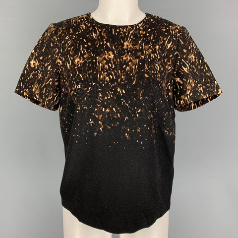 BURBERRY PRORSUM Talla 6 Top de vestido de lana con estampado marrón negro