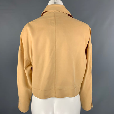 CLAUDE MONTANA Talla 8 Chaqueta frontal abierta de seda naranja sólida