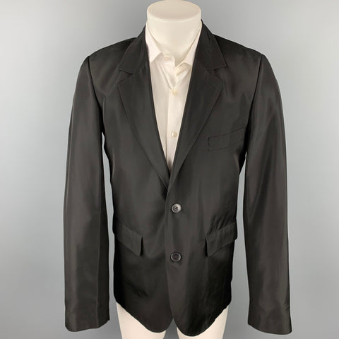 AGNES B. Size 38 Black Acetate Notch Lapel Sport Coat