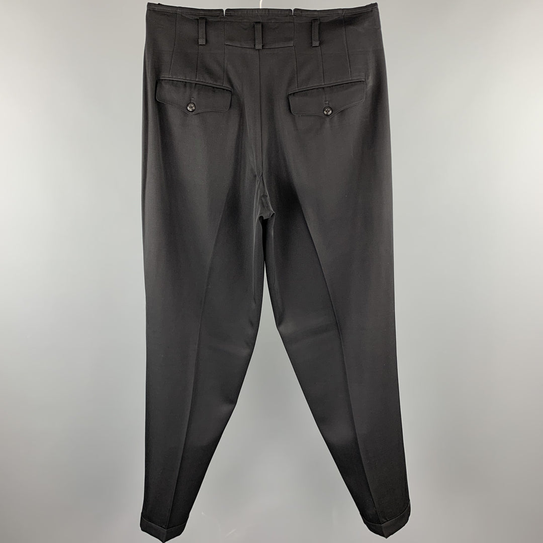 Vintage MATSUDA Size 34 Black Wool Zip Fly High Waisted Dress Pants