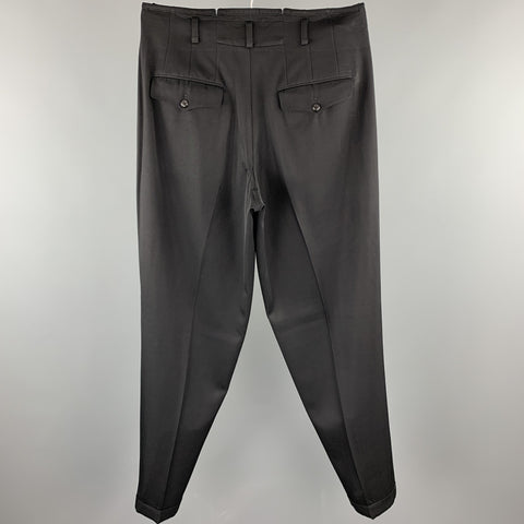 Vintage MATSUDA Size 34 Black Wool Zip Fly High Waisted Dress Pants