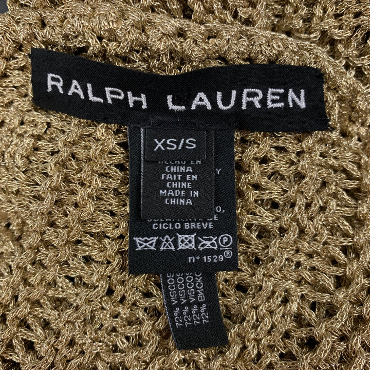 RALPH LAUREN Black Label Size XS/S Gold Viscose Polyester Mesh Fringed Cape