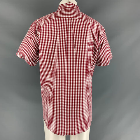 DOLCE & GABBANA Size M Red & White Gingham Cotton Button Down Short Sleeve Shirt