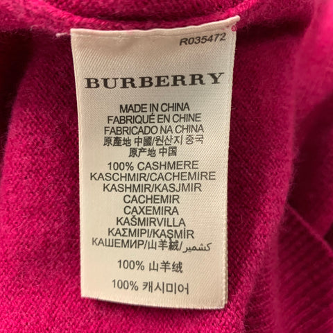 BURBERRY BRIT Taille S Rouge Framboise Tricoté Cachemire Coudières Pull
