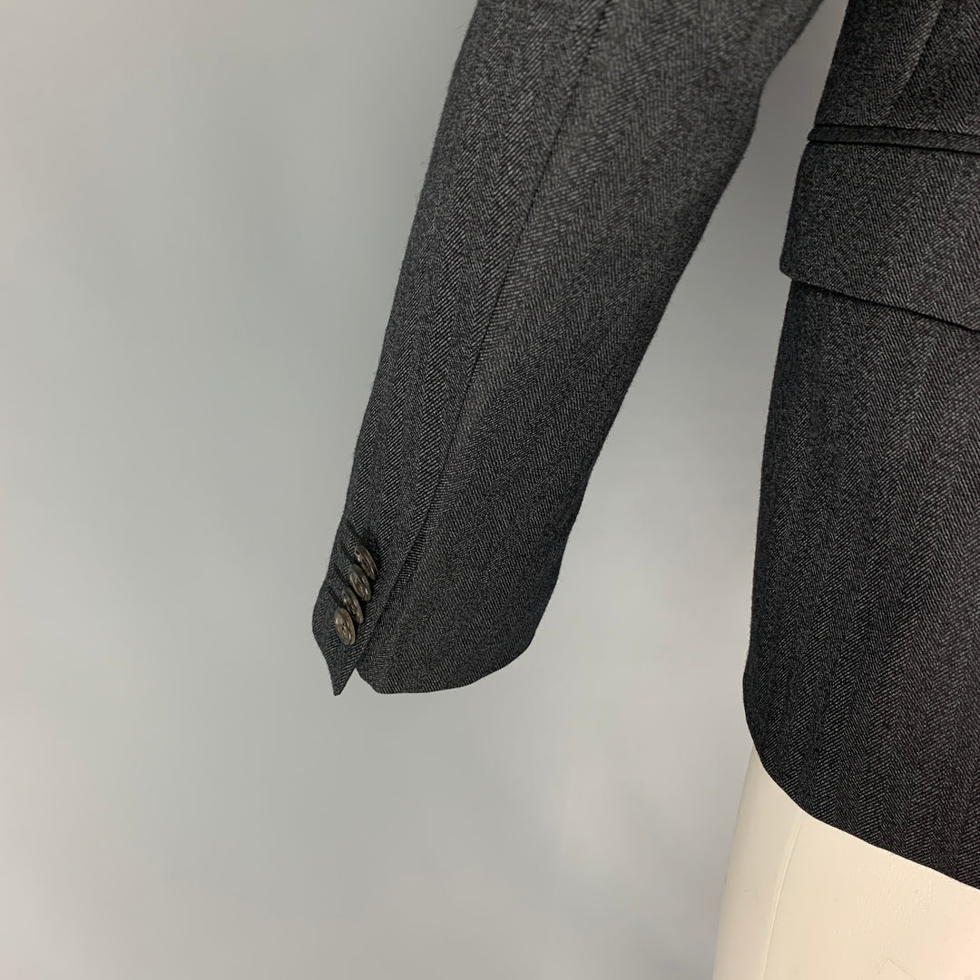 ALEXANDER MCQUEEN FW 09 Size 40 Charcoal Quilted Wool Notch Lapel Sport Coat