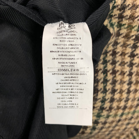 AMI by ALEXANDRE MATTIUSSI Size 40 Tan & Brown Plaid Wool Notch Lapel Coat