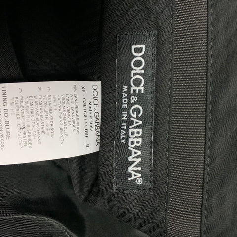 DOLCE & GABBANA Size 32 Black Wool Blend Tuxedo Dress Pants